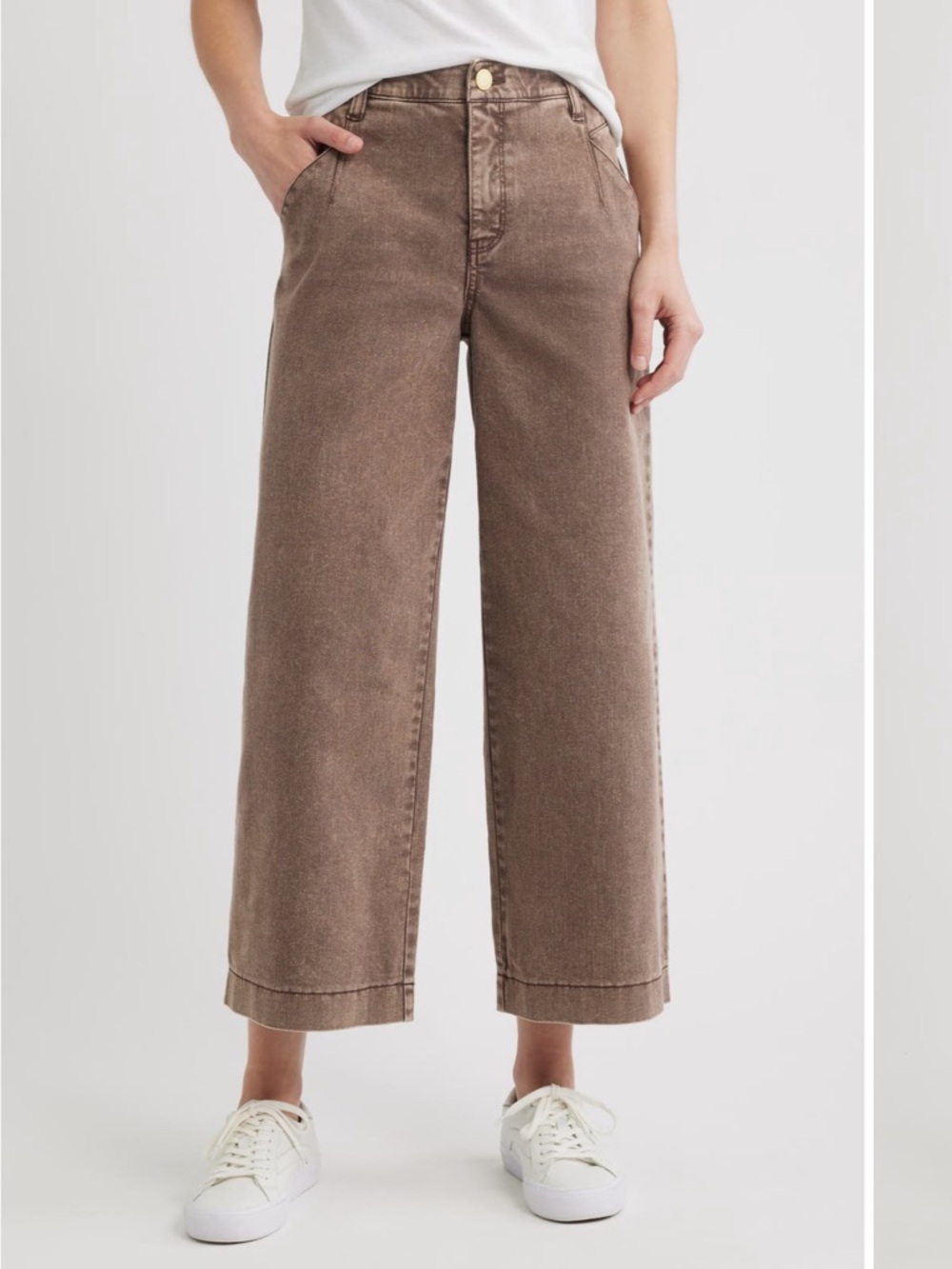 Wit & Wisdom Washed Brown Wide-Leg Jeans